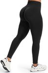JOYSPELS Gym Leggings for Women Seamless Ruched Scrunch Bums Lifting Workout Activewear Leggings High Waist Tummy Control Yoga Pants UK Black L