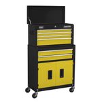 Sealey Topchest & Rollcab Combination 6 Drawer with Ball-Bearing Slides-Yellow, Overall Size (W x D x H): 615 x 295 x 1040mm