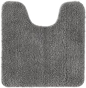 MIULEE Absorbent WC Toilet Rug Non Slip U Shape Bath Mat with High Hydroscopicity Rugs Super Soft Cozy and Shaggy Microfiber Rug Carpet for Bathroom Grey 45 x 45 cm
