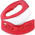 Suanyok Premium Pizza Cutter Food Chopper-Super Sharp Blade Stainless Steel Pizza Cutter Rocker Slicer with Protective Sheath Multi Function Pizza Knife Kitchen Tools,Dishwasher Safe (Red)