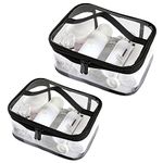 Clear Toiletry Bag, Kememo 2PCS Portable Makeup Bag Transparent Cosmetic Bag with Handle Zipper Waterproof Travel Storage Pouch