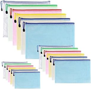 18 Pcs Mesh Zipper Pouch, Waterproof Mesh Bags with Zipper Pouch for Organizing 3 Size A4 A5 A6 Large Small Plastic Cross Stitch Document Stroage for Travel School Board Games and Office Supplies