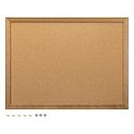 Navaris Magnetic Cork Memo Board - 60 x 45 cm Wall Mounted Pin Board - Notice Message Bulletin Board for Wall with Magnets and Pins for Home or Office