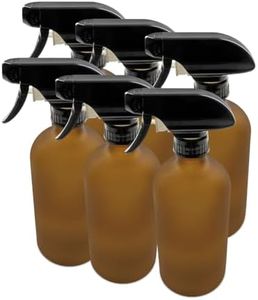 The Bottle Depot - 6 Pack - 16 oz Glass Spray Bottles with Black Trigger Sprayers - Amber Frosted - 28-400 Neck Finish - Boston Round Bottles - UV Rays Protection