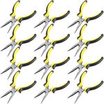 ZEONHAK 12 Pack 6 Inches Needle Nose Pliers with Wire Cutter and Spring, Non-Slip and Comfortable Handle Design for Bending Wire, Handcraft, Electronic Product Repair
