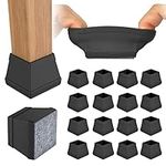 Square Chair Leg Floor Protectors, 24Pcs Silicone Chair Floor Protectors for Hardwood, Chair Legs Caps to Prevent Floor from Scratches and Reduce Noise, Easy to Move(1 1/2" Black)