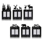 Lothee 6 Pcs Metal Bear Light Switch Cover Moose Tree Mountain Elk Outlet Switch Plate Forest Outlet Cover Toggle Outlet Wall Plate Cover for Home (Double Rocker,Assorted Sizes)