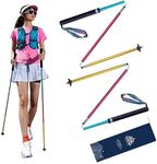 AONIJIE Trekking Poles -2 Ultralight Collapsible Carbon Fiber Hiking Poles with Anti-Shock and Quick Lock System, Folding Walking Sticks for Hiking, Camping(A#Aluminum Rainbow-110cm)