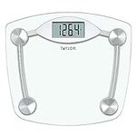 Taylor Precision Products Digital Bathroom Scale, Highly Accurate Body Weight Scale, Instant On and Off, 400 lb, Sturdy Clear Glass with Chrome Finish Base