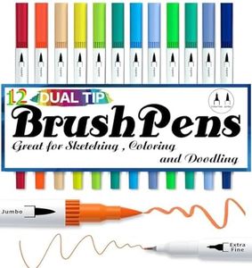 SUPER TOY 12 Shades Dual Tip Brush Marker Pens Set For Coloring Calligraphy Art Work Double Sided Markers For Kids Adult Artist, Journal, Doodling, Writing, Coloring Books, Multicolor