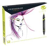 Prismacolor Premier Double Ended Brush Tip and Fine Tip Markers, 12 Primary Colored Markers (1773297)