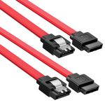 ETZIN SATA Cable III 6Gbps Straight HDD SDD Data Cable with Locking Latch 16 inches (RED, PACK OF - 2) 1197CC