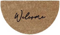 Barnyard Designs Half Moon Doormat Welcome Mat for Outdoors, Large Front Door Entrance Mat, 30x17, Brown (Welcome)