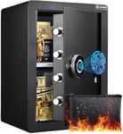 2.8 Cubic Ft Fireproof Safe Box with Fingerprint Design, ADIMO Cabinet Safe with Auto-Open Door, Weighted Cabinet Safe with Sensitive Alarms, Dual Key System for Documents, Money, Gold and Guns