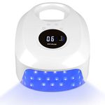 102W Powerful Cordless UV LED Nail Lamp, AZ GOGO Professional Rechargeable Nail Dryer with Battery Indicator & Automatic Sensors LCD Display, 3X Faster Curing Gel (Salon Level)