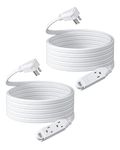 DEWENWILS 3 Outlet Extension Cord with Flat Plug, 20 FT 16/3 Awg Grounded Power Cable for Indoor Use, SPT-3 Cord, White, ETL Listed, 2 Pack…