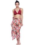 EROTISSCH Women Poly Georgette Floral One Piece Cover-Up Sarong for Swimwear (Multicolor_Free Size)