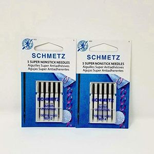 SCHMETZ Super NONSTICK Needles (5 Needles per Package) ~ Includes 1 Pack of Each Size 80/12 & 90/14