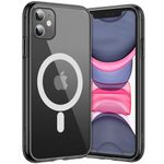 JETech Magnetic Case for iPhone 11 6.1-Inch Compatible with MagSafe Wireless Charging, Shockproof Phone Bumper Cover, Anti-Scratch Clear Back (Black)