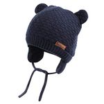 XIAOHAWANG Baby Hat Cute Bear Toddler Earflap Beanie Warm for Fall Winter (Navy, L(12-36 Months))