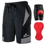 Sportneer Men's Padded Mountain Bike Cycling Shorts Black