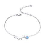 NewL 925 Sterling Silver Naughty Cat Opal Link Bracelet for Women Luxury Fine Jewelry Female Gifts