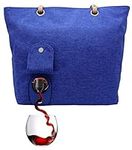 PortoVino City Tote Bag - Canvas Wine Purse with Hidden Spout and Dispenser Flask for Wine Lovers that Holds and Pours 2 bottles of Wine! For Traveling, Concerts, Bachelorette Party - Royal Blue