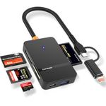 SD Card Reader for iPhone - 8IN1 USB C OTG Adapter & Lightning Memory Card Reader for iPhone/iPad & Android Phone, Digital Camera to iphone Adaptor with 4 Slot for SD/SDHC/Micro SD/Micro SDXC/CF/MS