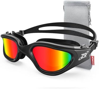 ZIONOR Swim Goggles, G1 Polarized Swimming Goggles UV Protection Anti-fog Adjustable Strap for Adult Men Women (Polarized Light Mirror Red Lens)