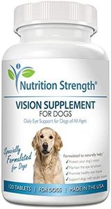 Nutrition Strength Eye Care for Dogs Daily Vision Supplement with Lutein, Zeaxanthin, Astaxanthin, CoQ10, Bilberry Antioxidants, Vitamin C, Vitamin E Support for Dog Eye Problems, 120 Chewable Tablets