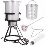 Barton 30QT Turkey Deep Fryer 37,000BTU Fish Fryer Pot Combo Boiler Steamer Roaster Clam Crawfish Pot Boiling Lid Seafood Cajun Gas Stove Burner Stand Injector