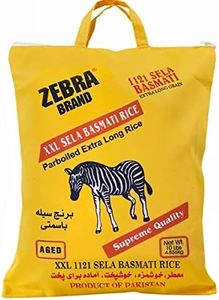 Zebra Basmati Rice - 1121 Sela XXL Parboiled Rice, (10 Lb) Extra Long Grain