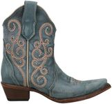 Corral Boots Womens Ld Distressed Triad Snip Toe Casual Boots Ankle Mid Heel 2-3" - Blue - Size 9 M