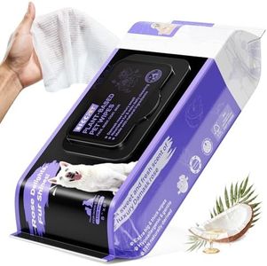 HICC PET Cleaning Deodorizing Wipes for Dogs & Cats, Vet Recommended Nourishes Smoothes Fur Pet Grooming Wipes with Fermented Coconut Oil (100 Counts (Thicken), Rose)