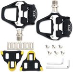 Road Bike Pedals, SPD Pedals, Clipless Bicycle Pedals with Cleats Compatible with SPD SL System, 9/16" Aluminum Alloy Threads Cycling Pedal, for Indoor Outdoor, MTB, Spin Bike (Black) (Black)