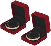 LETURE 2 Pieces Velvet Bracelet Boxes for Jewelry Gift, Classic Jewelry Box Storage Case Organizer Holder for Wedding, Engagement, Proposal, Birthday and Anniversary (Red)