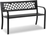 HCY Garden Bench Outdoor Metal Bench Patio Garden Bench Sturdy Steel Frame Furniture for Outdoor,Yard, Park, Porch, Entryway, Lawn, (Black)