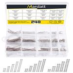 Mardatt M362 240 Pcs 15 Sizes Compression Springs Assortment Kit Mini Stainless Steel Springs for Repairs with Case, OD 4mm 5mm 6mm, 10-50mm Length, Wire Diameter 0.3mm, 0.4mm, 0.5mm