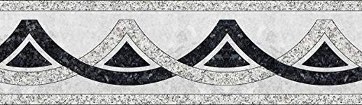 WallDesign Decor Border Sticker - Tile Marble Stone Inlay Pattern - Glossy Laminated Waterproof PVC Roll - 3 inch by 20 ft - for Bathroom, Door, Floor, Kitchen Wall