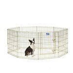 Midwest Foldable Metal Dog Exercise Pen/Pet Playpen, Gold zinc w/Door, 24 inchW x 30 inchH, 1-Year Manufacturer's Warranty