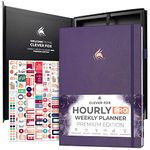 Clever Fox Hourly Planner PRO Premium – Undated Schedule Planner with Daily Time Slots – Personal Organizer Notebook for Time Management – Weekly & Monthly Life Journal, A4 size - Purple