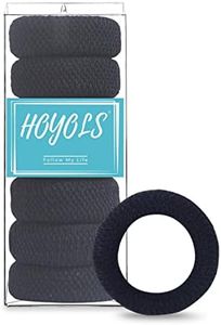 Large Thick Hair Ties, Black Ponytail Holder Seamless Hair Bands Cotton Stretch for Women Mens Hair Ties No Damage Headband 7pcs HOYOLS (Black)