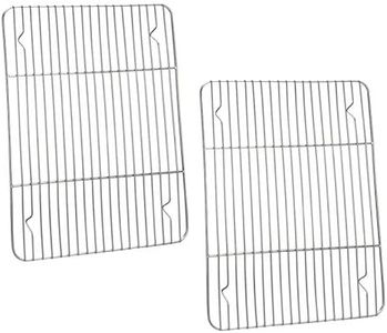 P&P CHEF Cooking Rack Pack of 2, Stainless Steel Cooking Cooling Baking Roasting Grilling Drying Rack, Rectangle 11.6'' x 9'' x0.6'', Oven & Dishwasher Safe