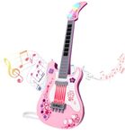 Kids Guitar for Girls Music Toys Guitar for Kids Toddler Electric Guitar with Strap Kids Pink Guitar Musical Instrument Toys for 3 4 5 Year Old Girls Gifts