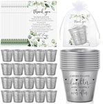 Uiifan Wedding Favors for Guests 1.5 oz Shot Glasses Thank You Cards with Gift Bags for Engagement Bridal Shower Wedding Souvenirs, Cheers to Love Laughter and Happily Ever After(100 Set)