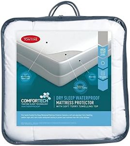 Tontine Comfortech Dry Sleep Waterproof Mattress Protector, King Single, 50cm Fitted Skirt, Soft Terry Towelling Cover, Machine Washable