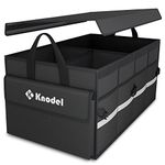 Knodel Car Boot Organiser with Foldable Cover, Car Boot Organiser Storage, Large Boot tidy for Car, Car Boot Storage Box and Bag, Boot Organiser for Small Car and Suv, Black