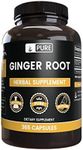 Ginger Root, 6 Month Supply, 365 Capsules, No Stearates or Filler, Gluten-Free, Made in US, Natural Source, Pure & Undiluted, Fine Ground Ginger Root with No Additives