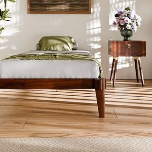 Bme Chalipa 14” Solid Wood Bed Frames - Wood Platform Bed Frame - Japanese Joinery Bed Frame - Wood Slat Support - Bed Without Box Spring - Easy Assembly - Minimalist & Modern Style, Walnut - Twin