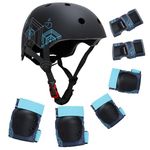 YOOXARMOR Adjustable Kids Bike Helmet Set with Knee Pads Elbow Pads Wrist guards for Toddler Age 3-5-8 Boys Girls,Lightweight Child Protective Gear Set for Inline Skating/Skateboard/BMX/Bike/Scooter